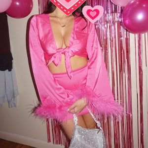 White Fox Hot pink set
